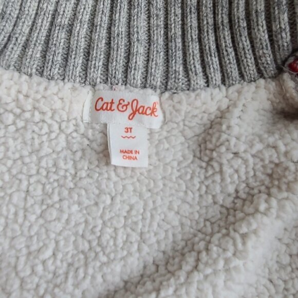 Carter's Black Red Buffalo Plaid Gray Full Zip Sweater Sherpa Lined Jacket - Picture 4 of 5